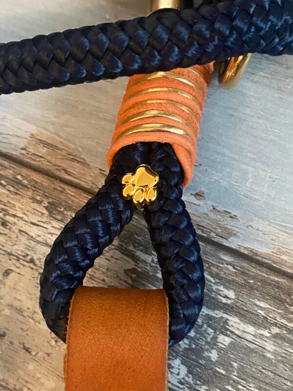 Tauleine und Halsband Set blau Cognac – Bild 9