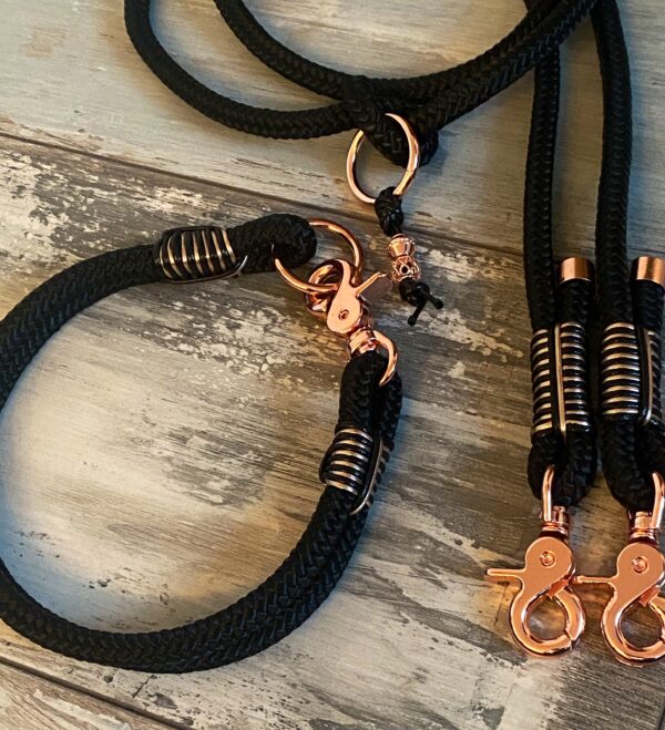 Halsband und Leinenset schwarz – Bild 9