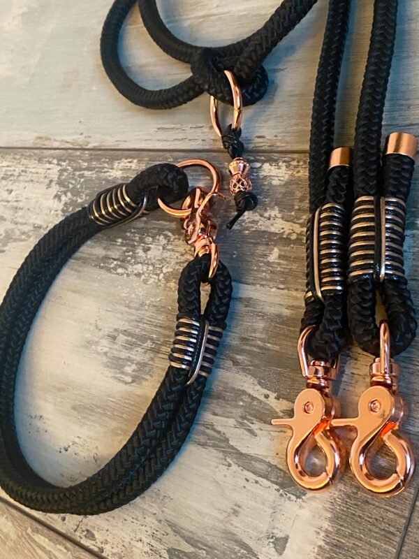 Halsband und Leinenset schwarz – Bild 5