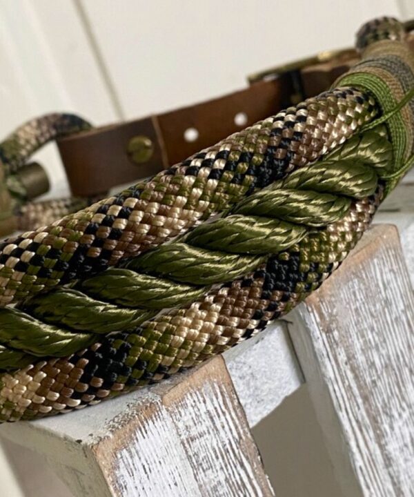 Tauleine und Halsband Camouflage mit Leder verstellbar – Bild 7