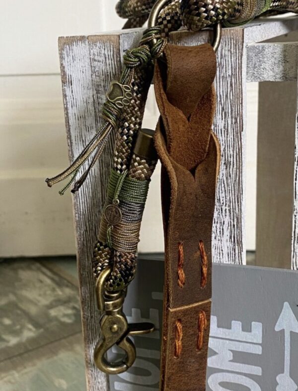 Tauleine und Halsband Camouflage mit Leder verstellbar – Bild 3