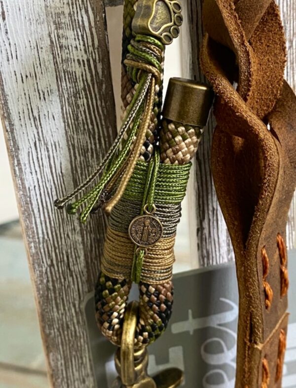 Tauleine und Halsband Camouflage mit Leder verstellbar – Bild 6