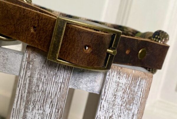 Tauleine und Halsband Camouflage mit Leder verstellbar – Bild 5