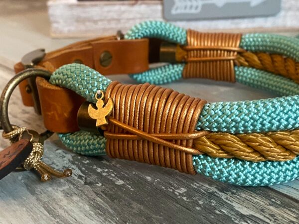 Tauleine und Halsband mit Leder und Schnalle – Bild 7
