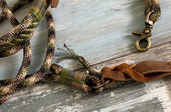 Tauleine und Halsband Camouflage mit Leder verstellbar – Bild 8