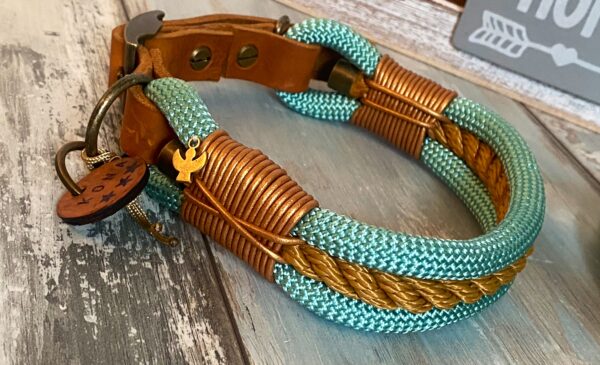 Tauleine und Halsband mit Leder und Schnalle – Bild 5