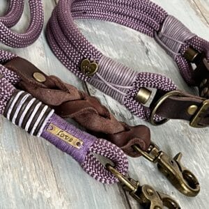 Tauleine und Halsband Set Malve