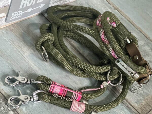 Army Green Tauleine und Halsband Set