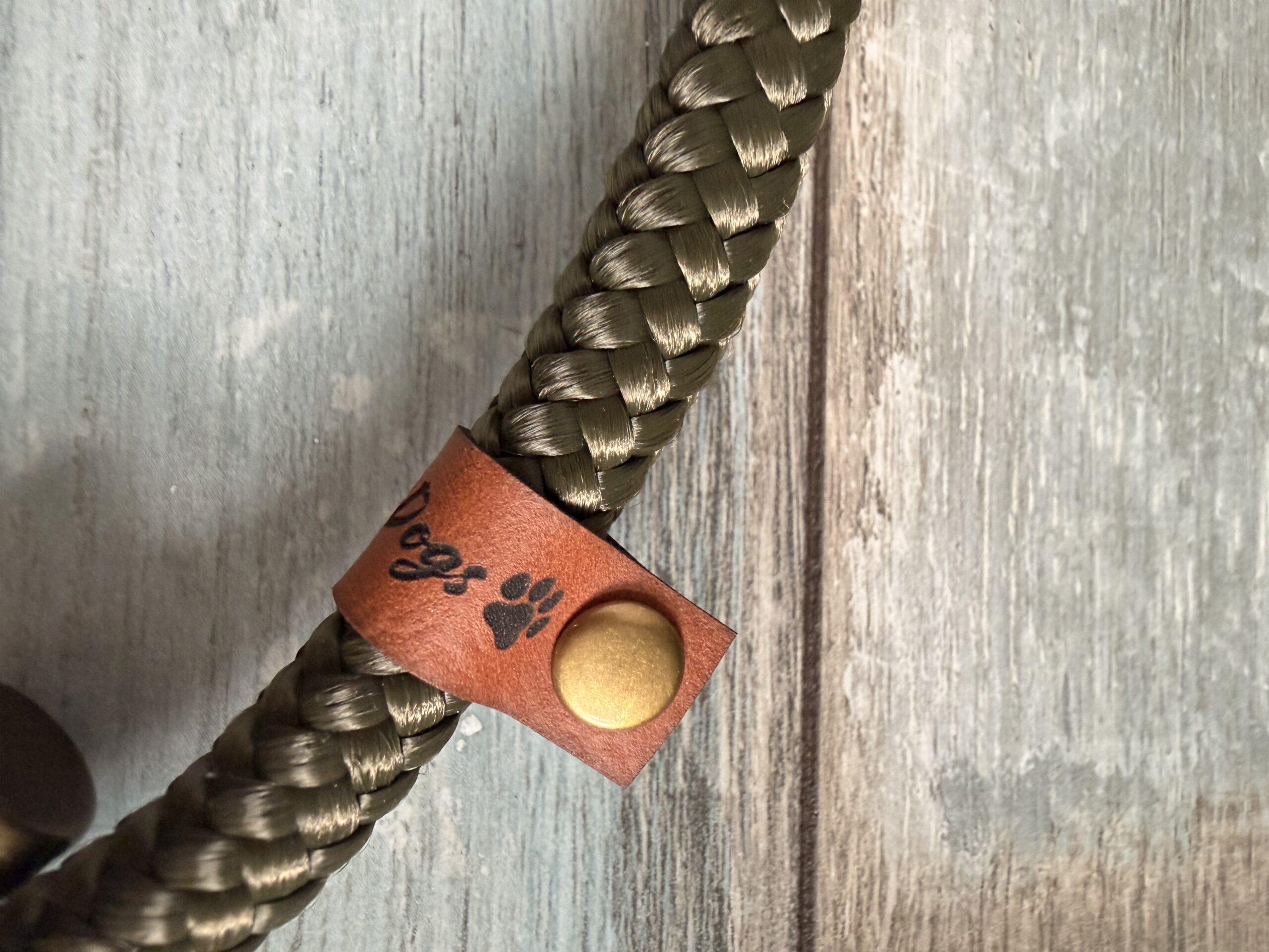 🐶 Tauleine & Tauhalsband Set – Army Green | Handgefertigt aus PPM-Seil mit Leder &Antik Messing – Bild 9