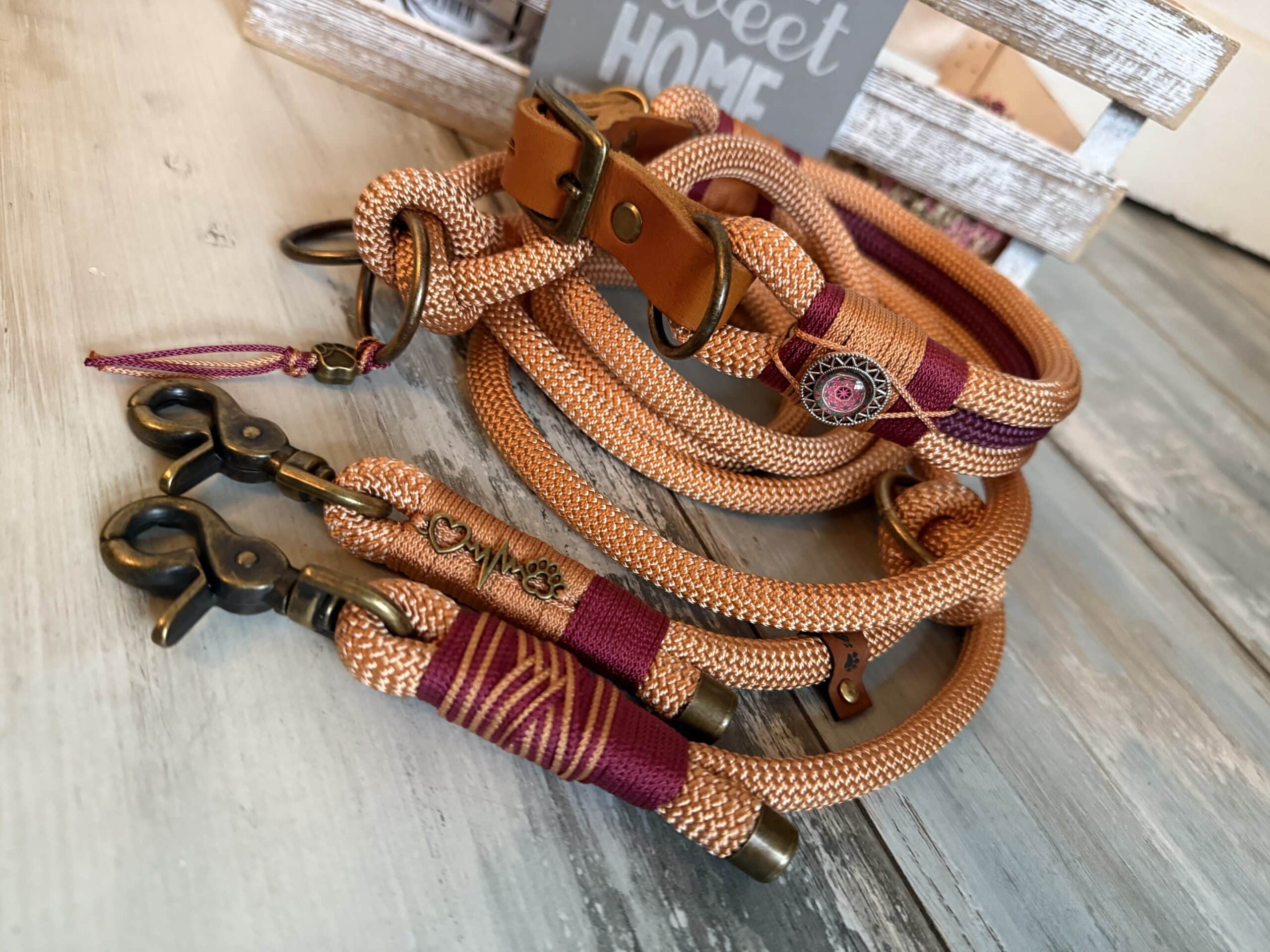 Hundeleine und Halsband Set Kupfer – Bild 2