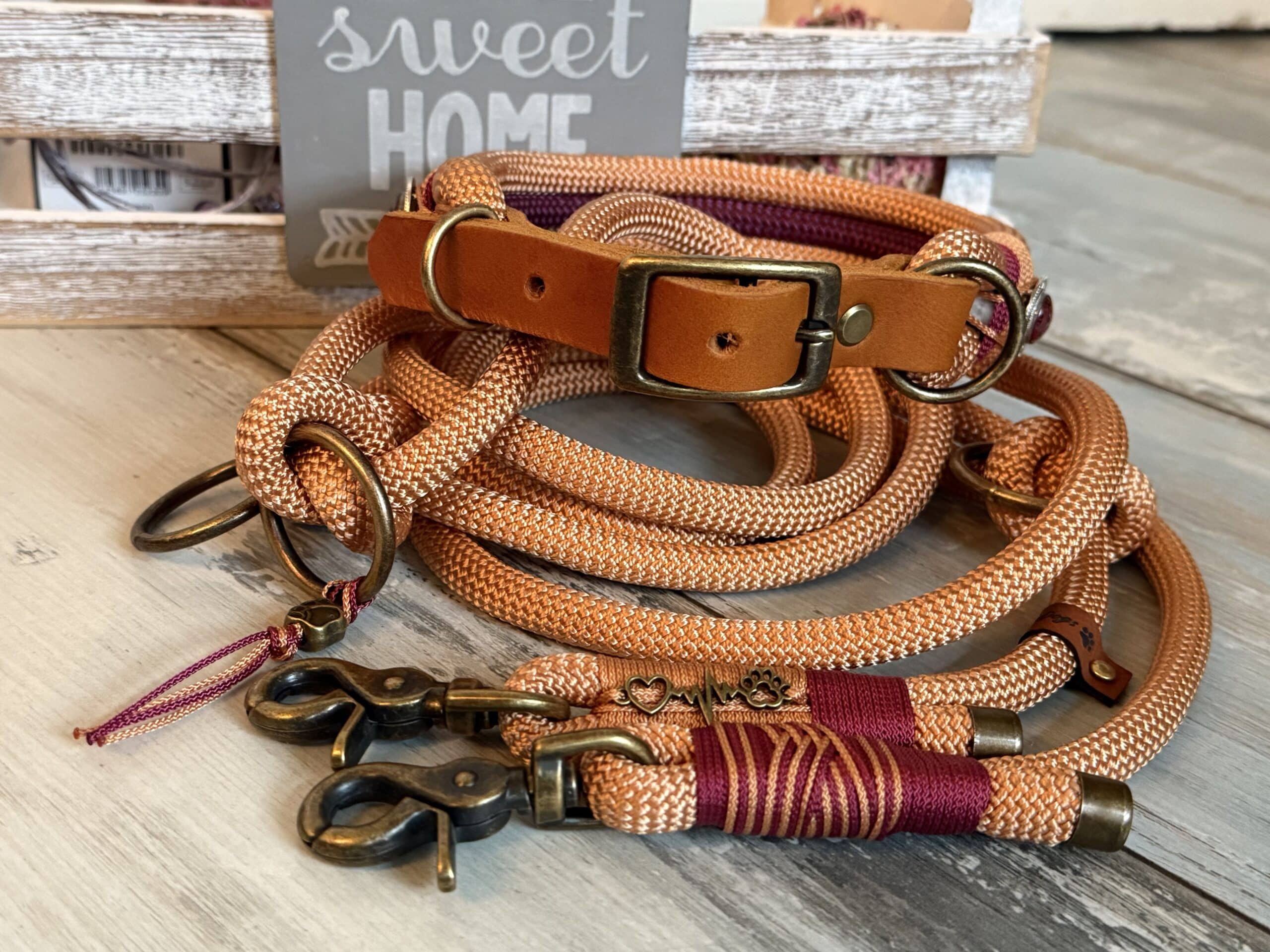 Hundeleine und Halsband Set Kupfer – Bild 3
