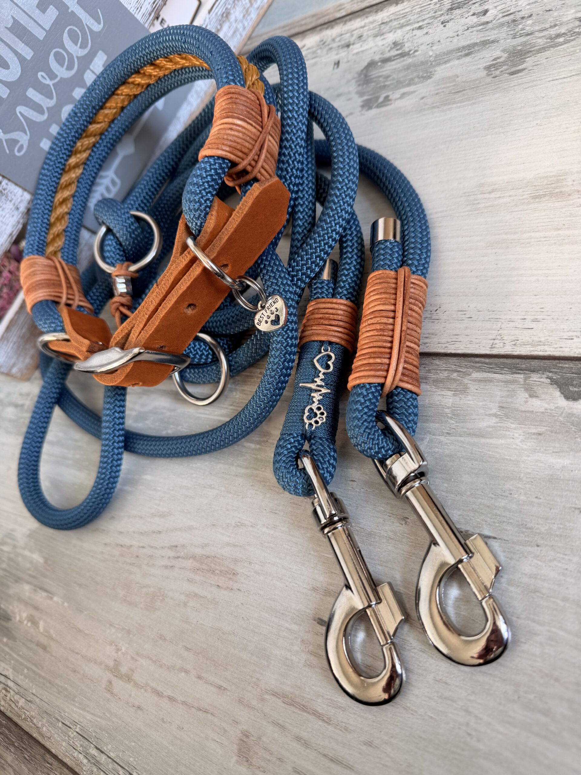 Tauleine und Halsband Set Petrol – Bild 12