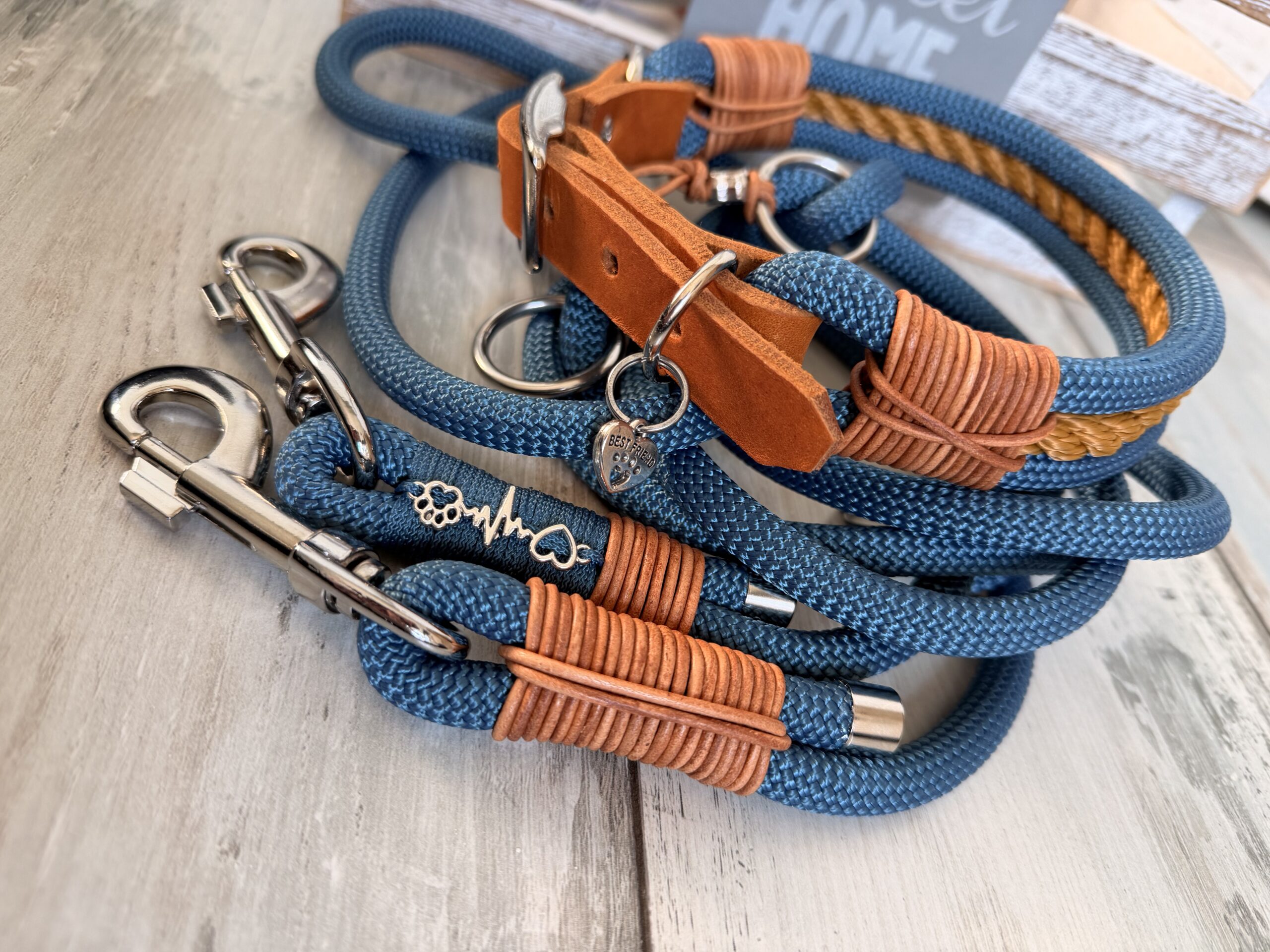 Tauleine und Halsband Set Petrol – Bild 8