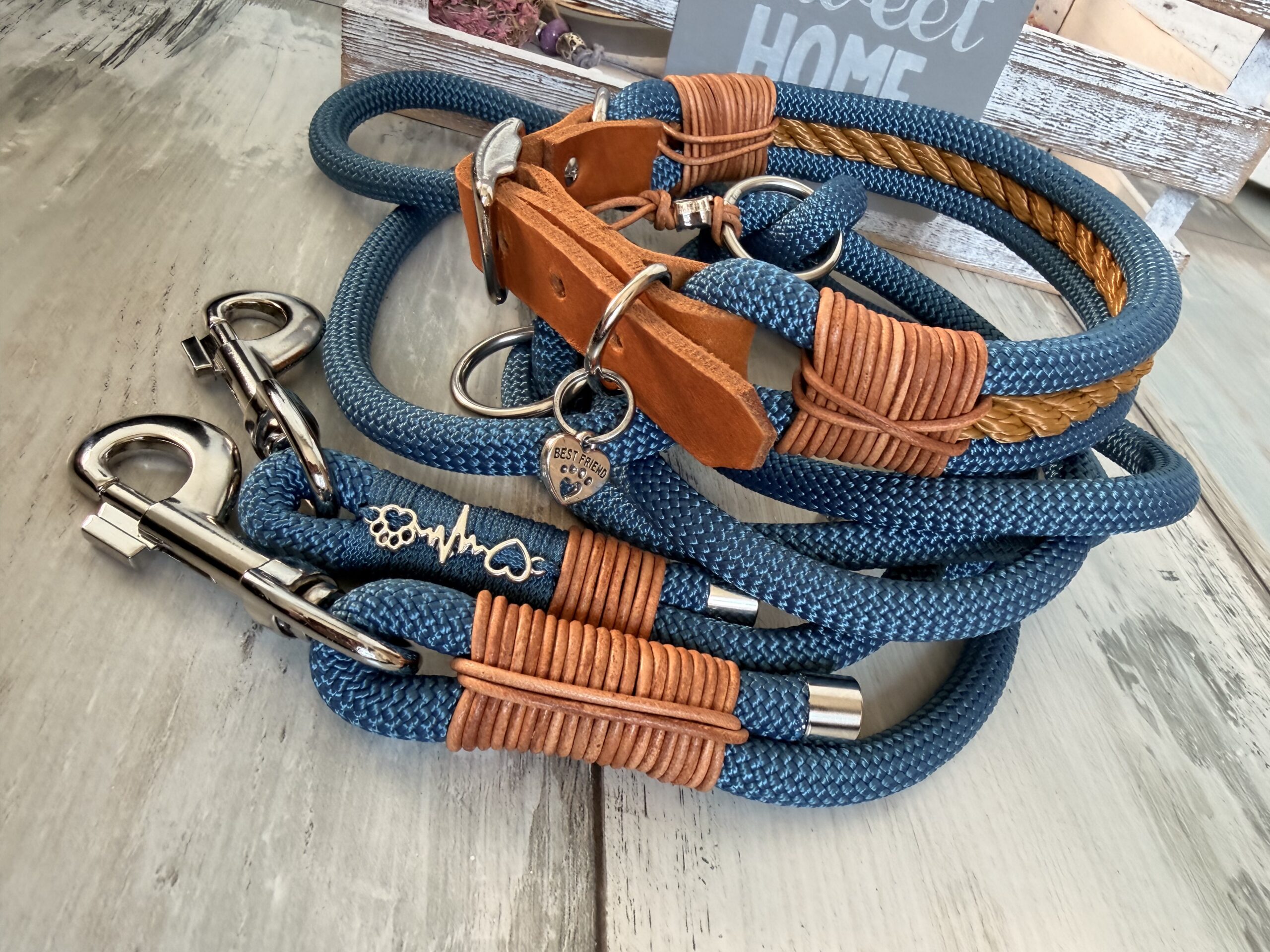 Tauleine und Halsband Set Petrol – Bild 5