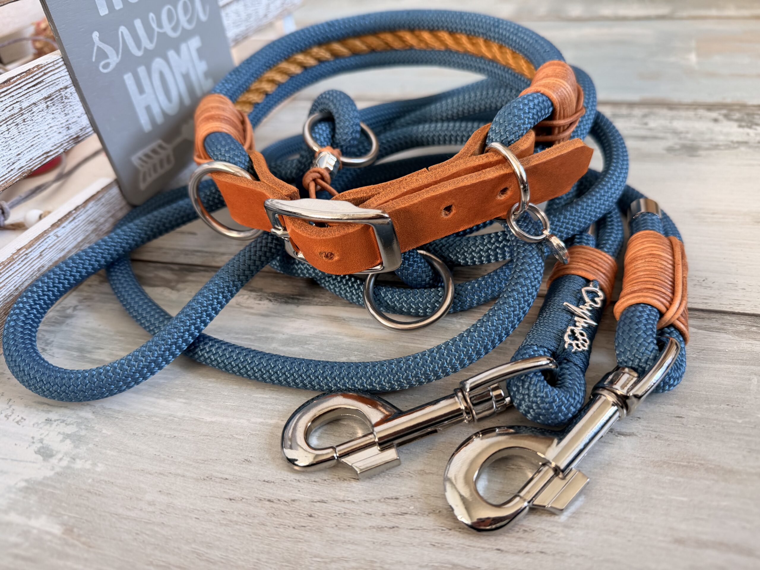 Tauleine und Halsband Set Petrol – Bild 7