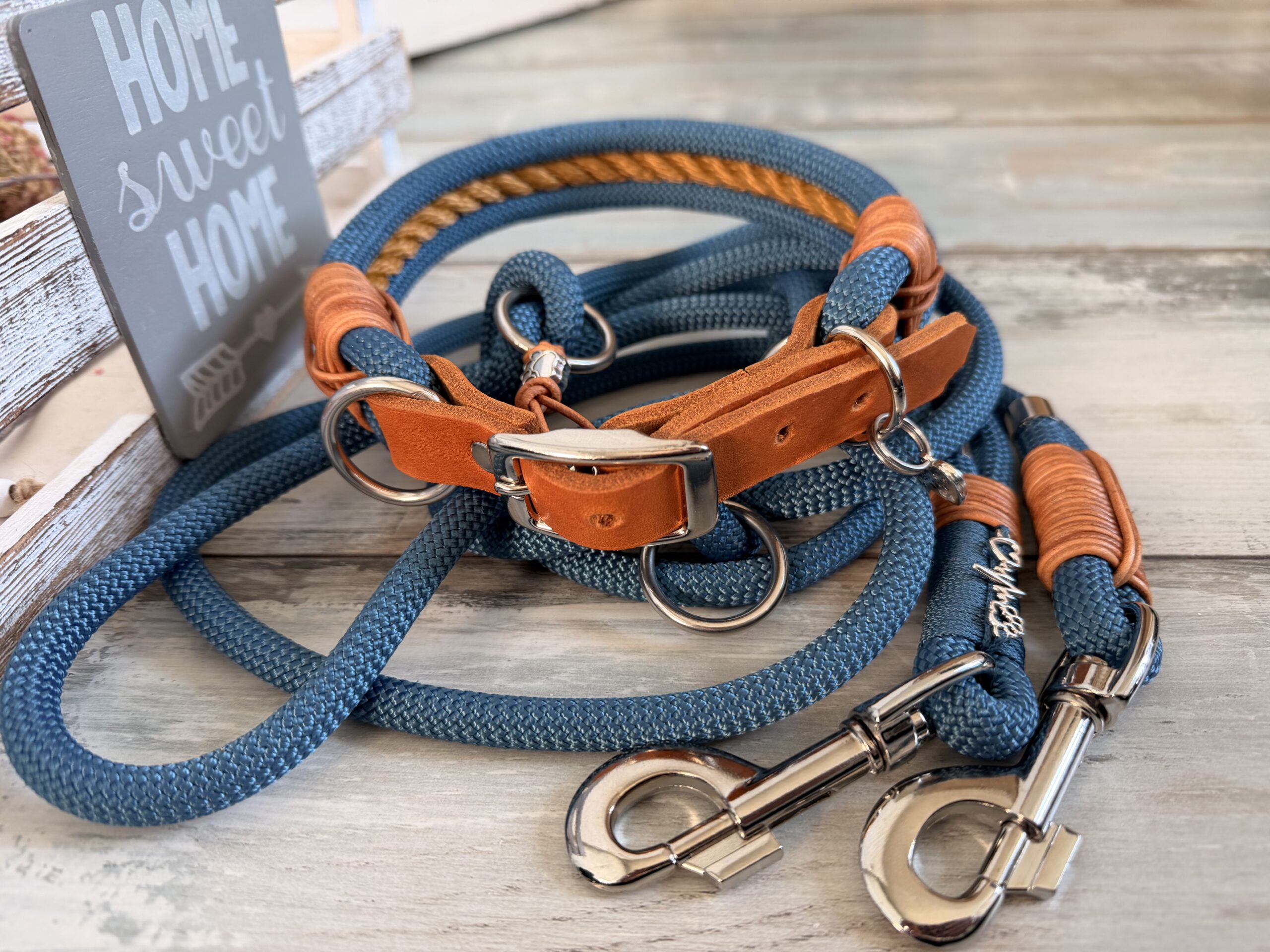 Tauleine und Halsband Set Petrol – Bild 6