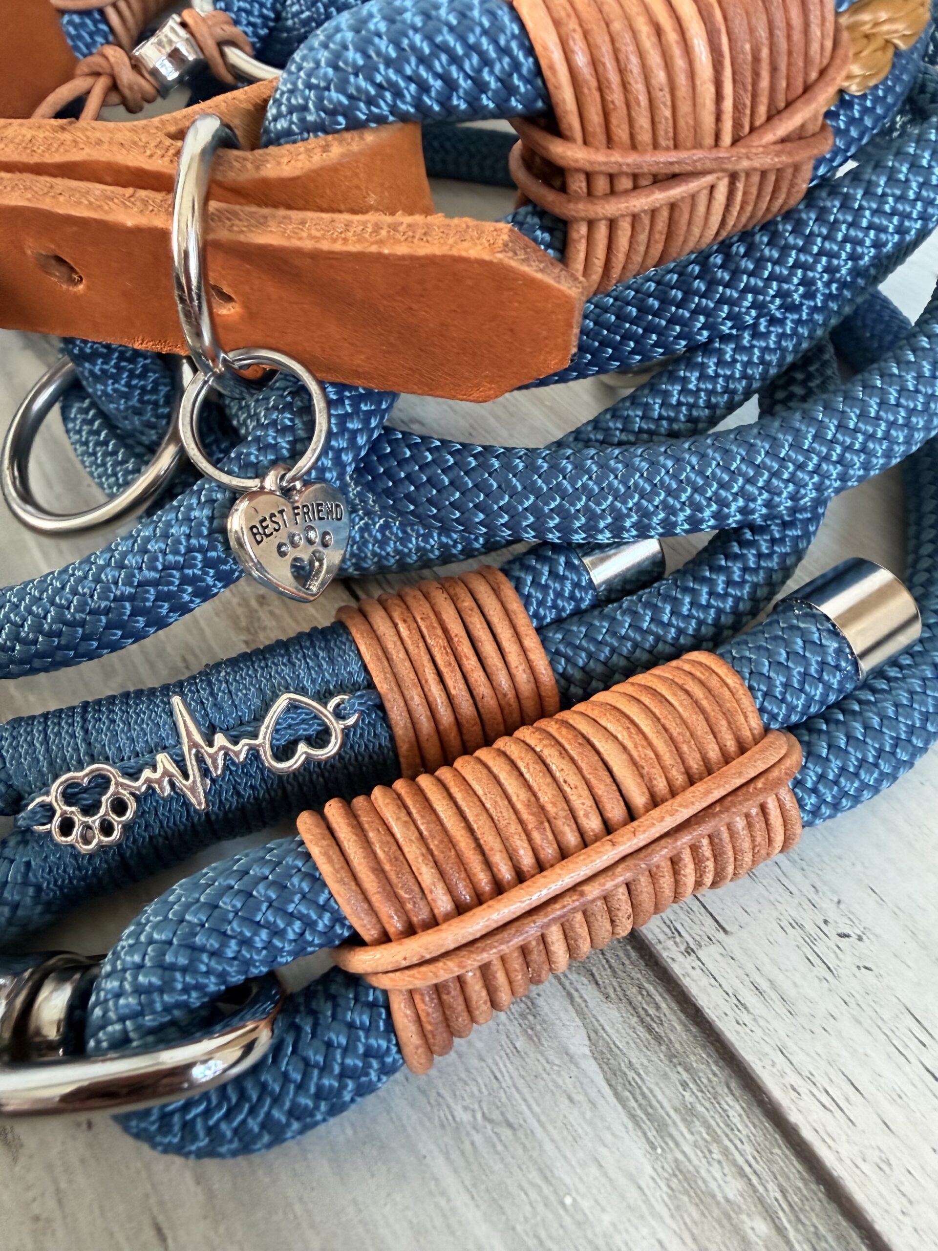 Tauleine und Halsband Set Petrol – Bild 3