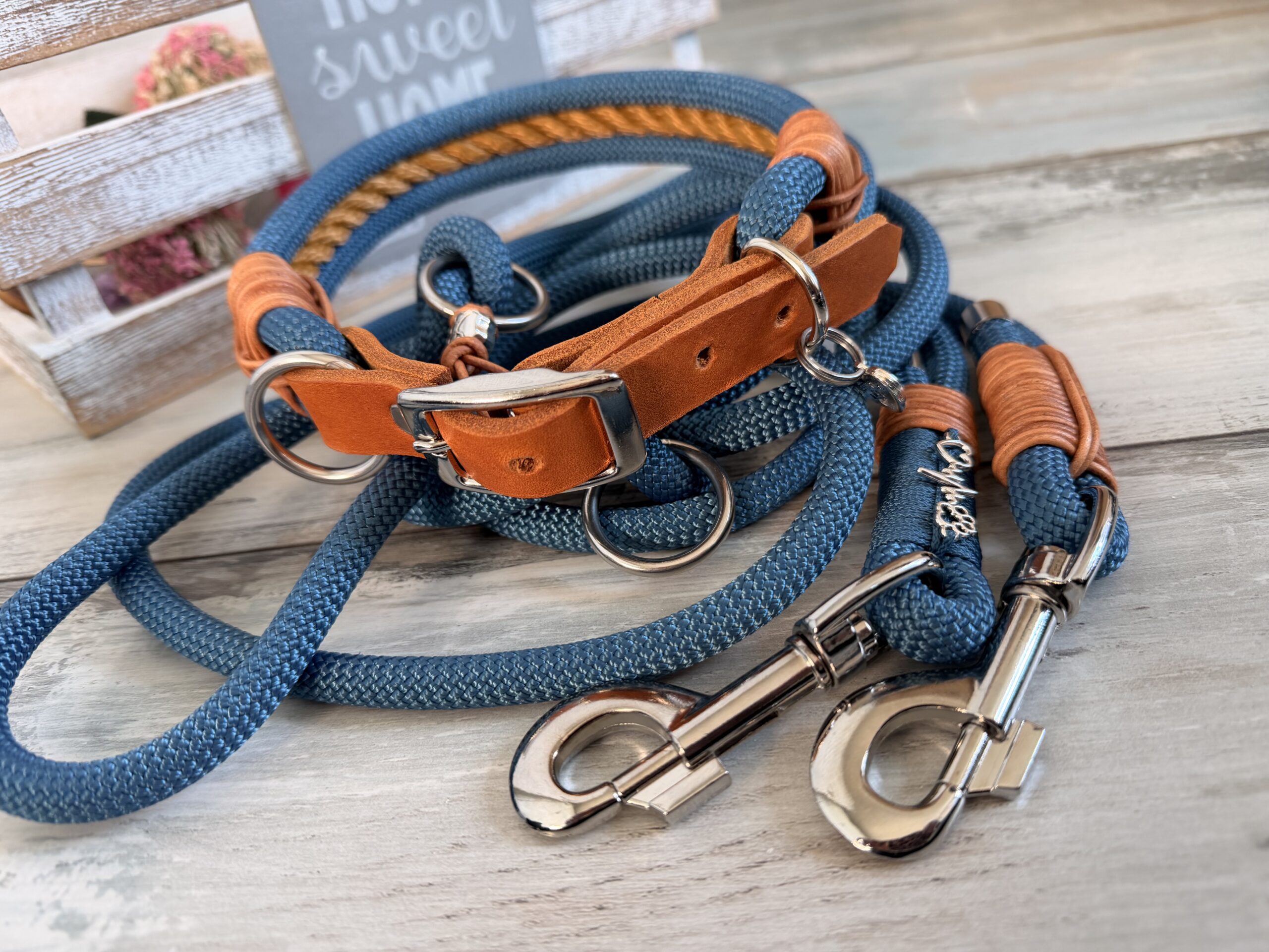 Tauleine und Halsband Set Petrol