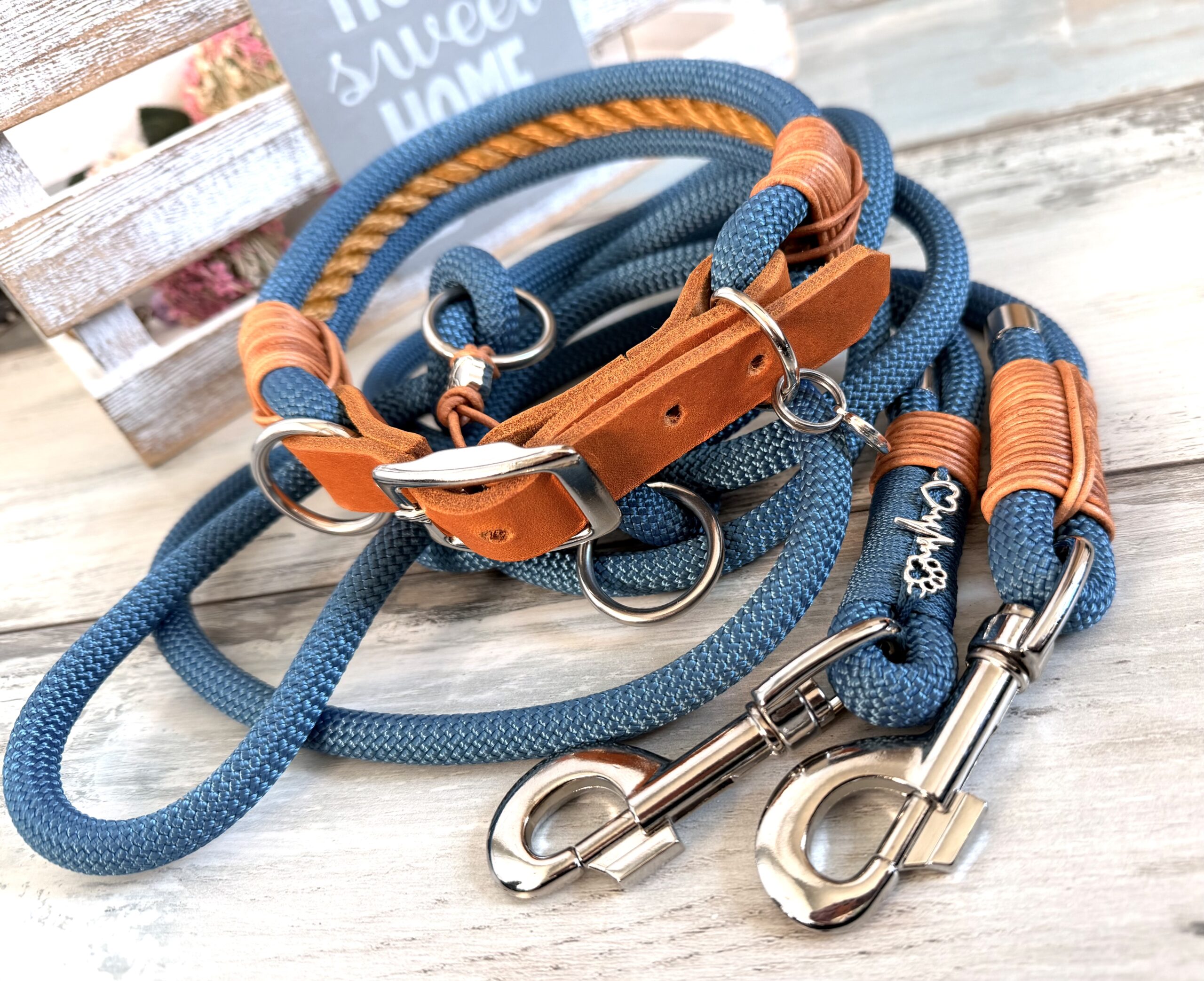 Tauleine und Halsband Set Petrol – Bild 2