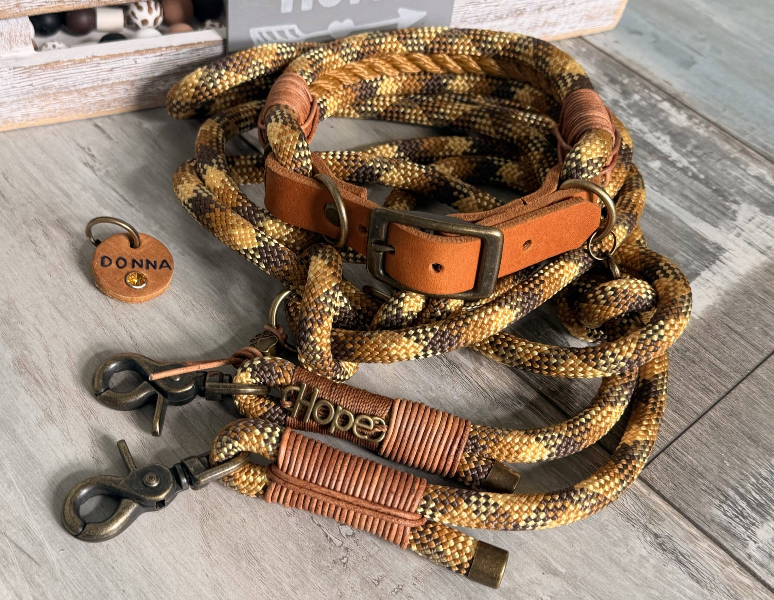 Tauleine und Halsband Set Vintage Desert – Bild 2