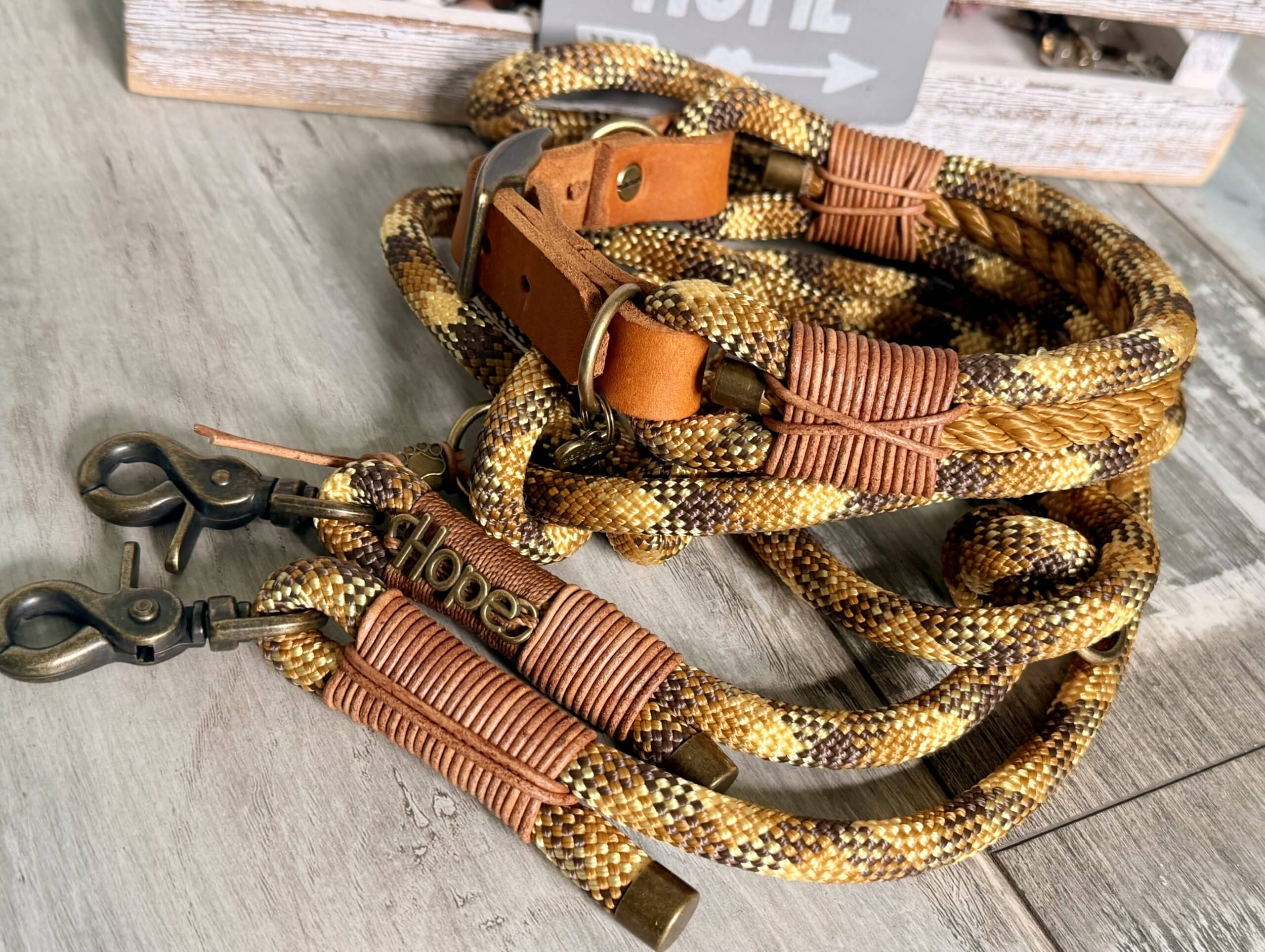 Tauleine und Halsband Set Vintage Desert – Bild 4